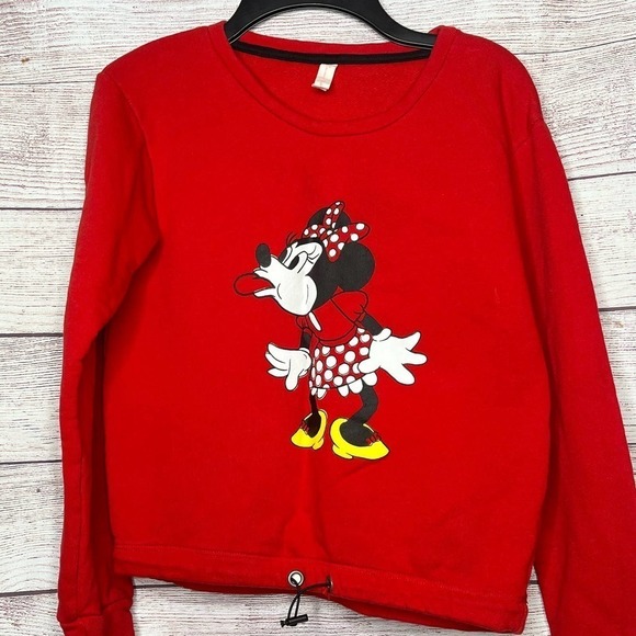 Leisure Club Girls Disney Sassy Minnie Mouse Tongue Out Red Pullover Top - Picture 7 of 8